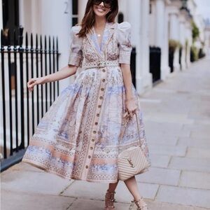 Zimmerman Elegant Beige and Blue Women's Dress size AU 1